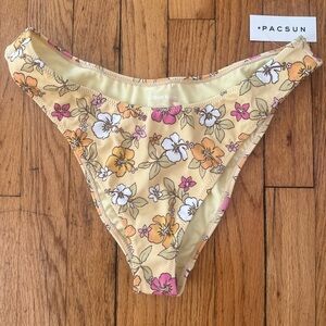 Pac Sun Yellow Floral Cheeky High Cut Swim Bottom
